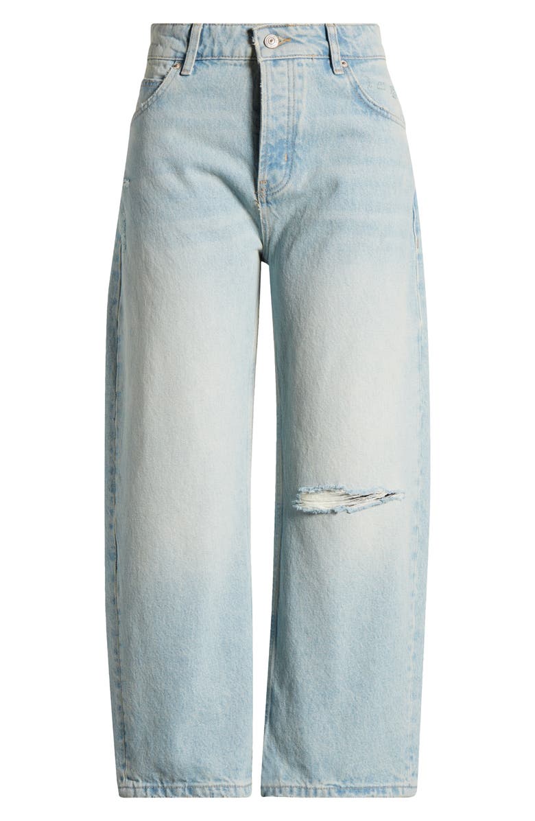 Free People Deep Trance Low Rise Barrel Leg Jeans, Alternate, color, Bleached Out