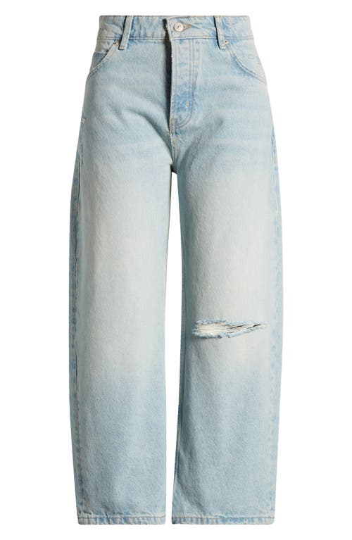 Free People Deep Trance Low Rise Barrel Leg Jeans In Blue