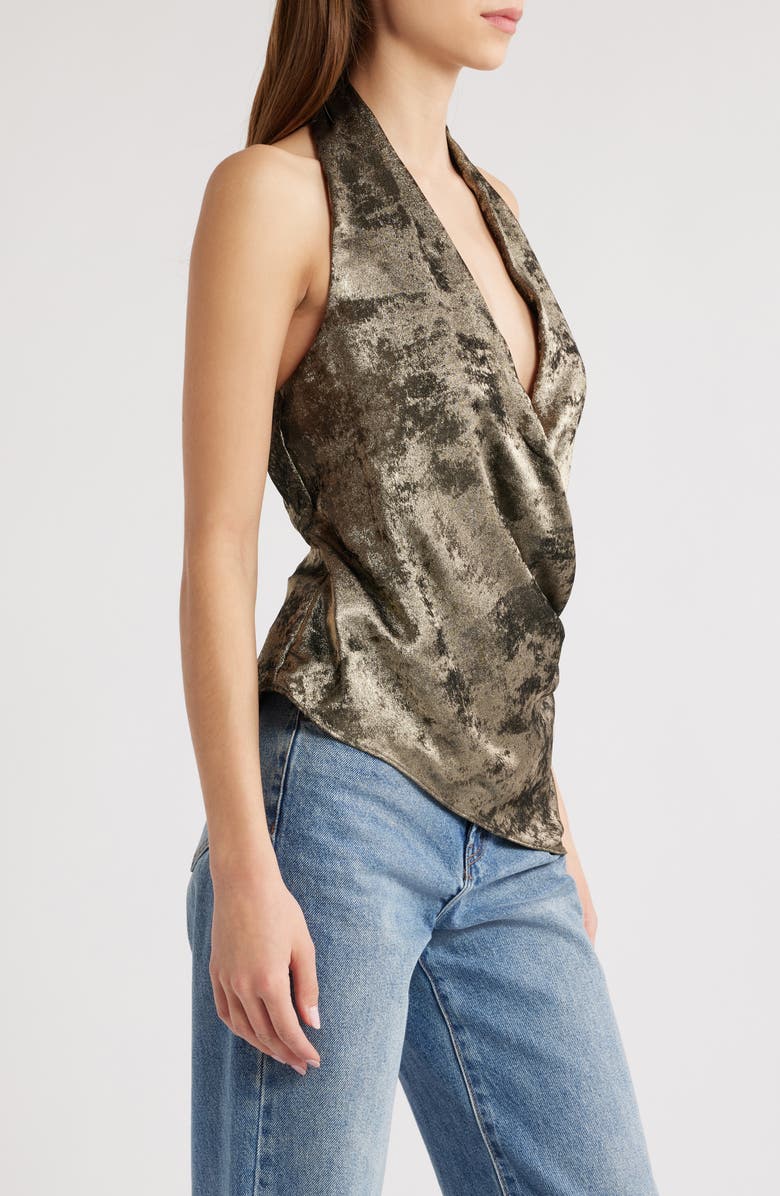Mistress Rocks Drape Metallic Halter Top, Alternate, color,