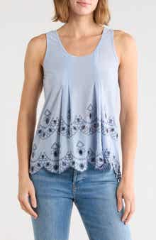 Embroidered Eyelet Cutout Tank