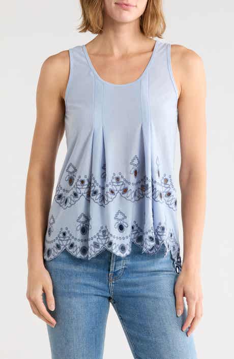 Embroidered Eyelet Cutout Tank