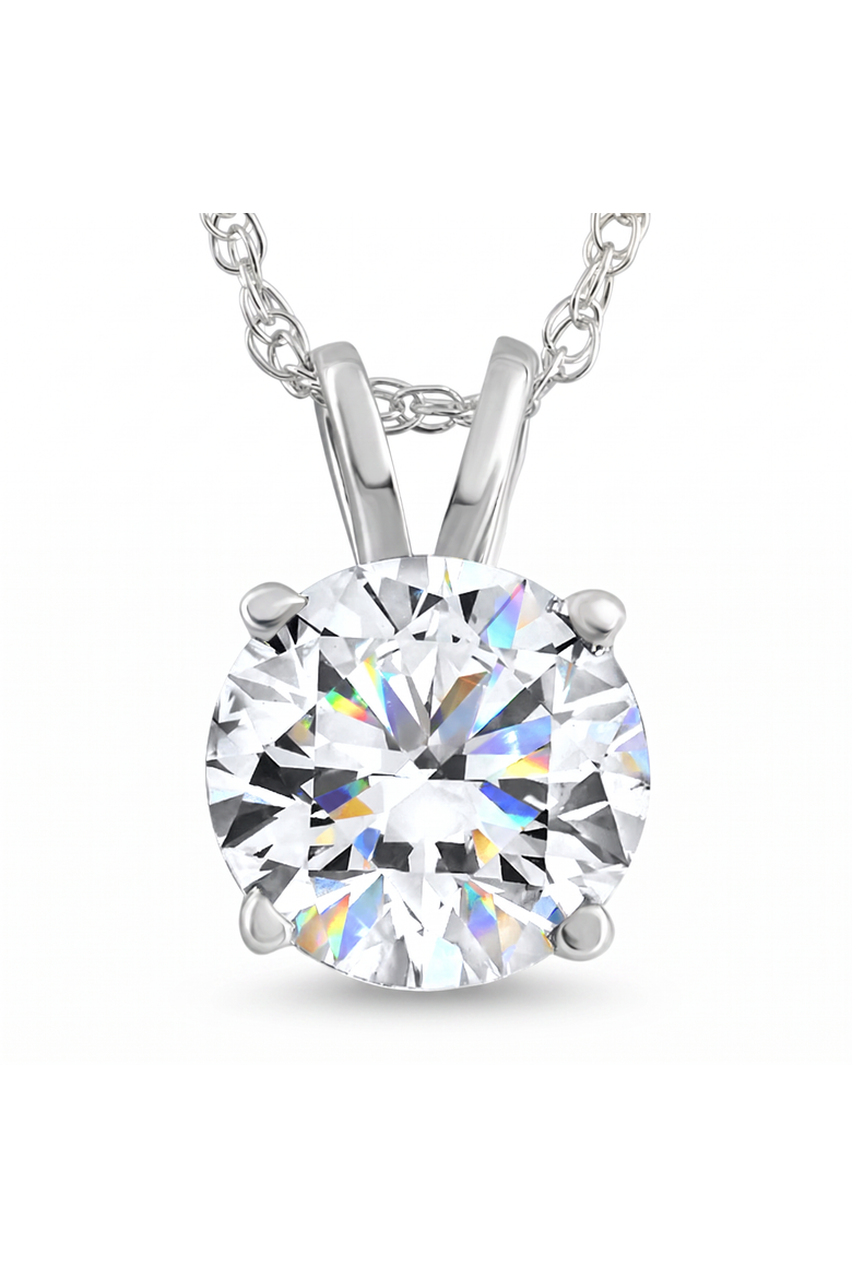 Certified 2 1/2Ct Diamond Solitaire Pendant Gold Necklace Lab Grown, Main, color, White Gold