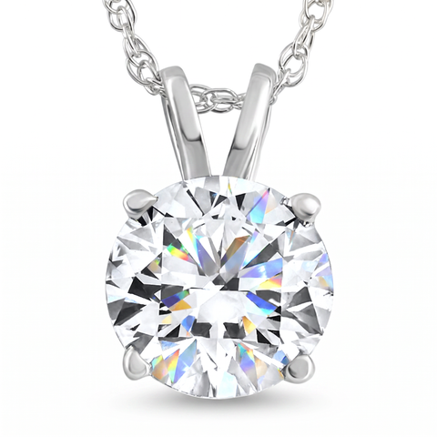 Certified 2 1/2Ct Diamond Solitaire Pendant Gold Necklace Lab Grown
