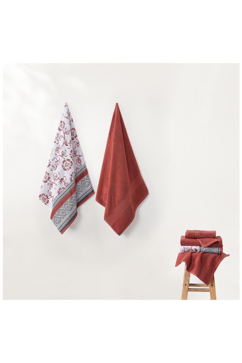 Yarn Dyed Jacquard/Solid Towel 6-Piece Set - Ophelia Stone, Alternate, color, CLAY