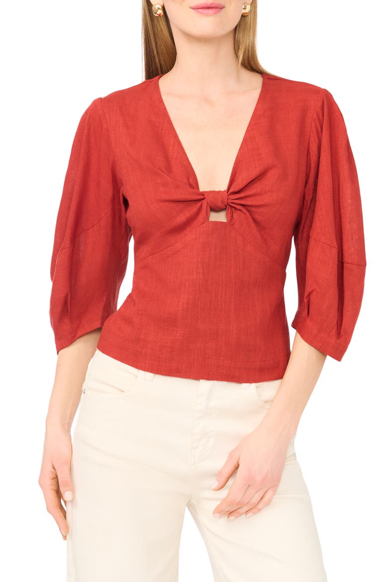 Knot Front Top, Main, color, RED OCHRE