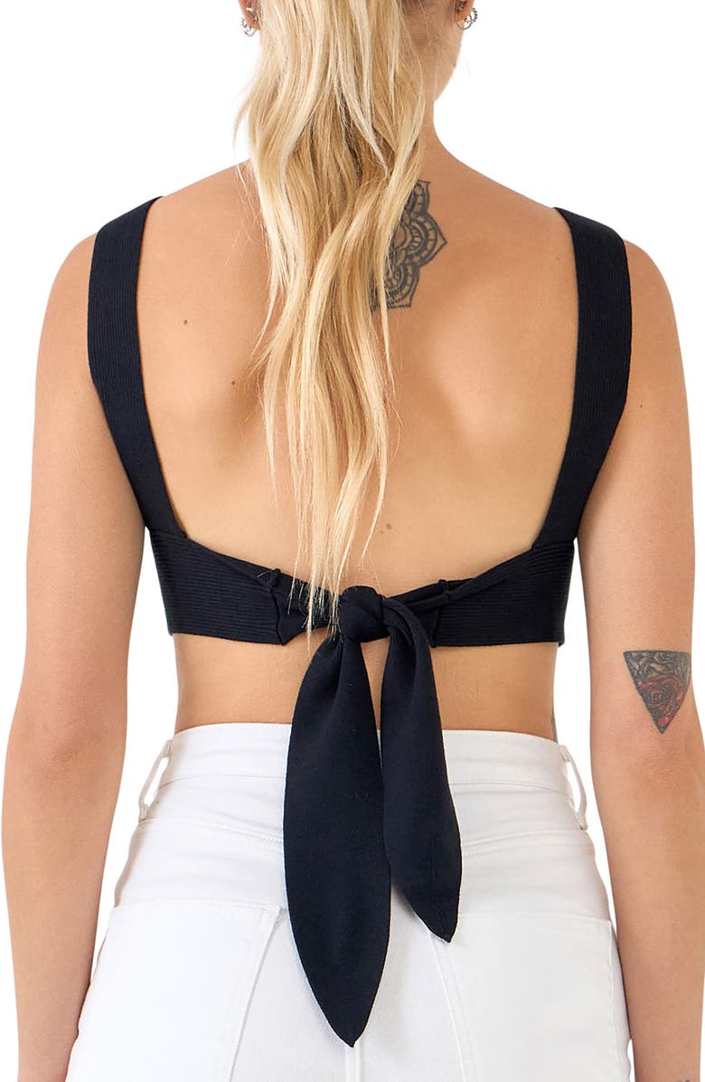 Endless Rose Tie Back Rib Bra Top, Alternate, color, Black
