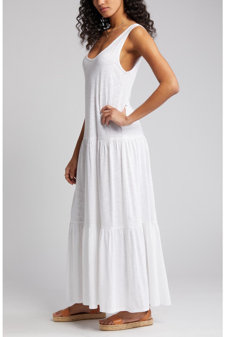 Scoop Neck Tiered Maxi Dress, Alternate, color, WHITE
