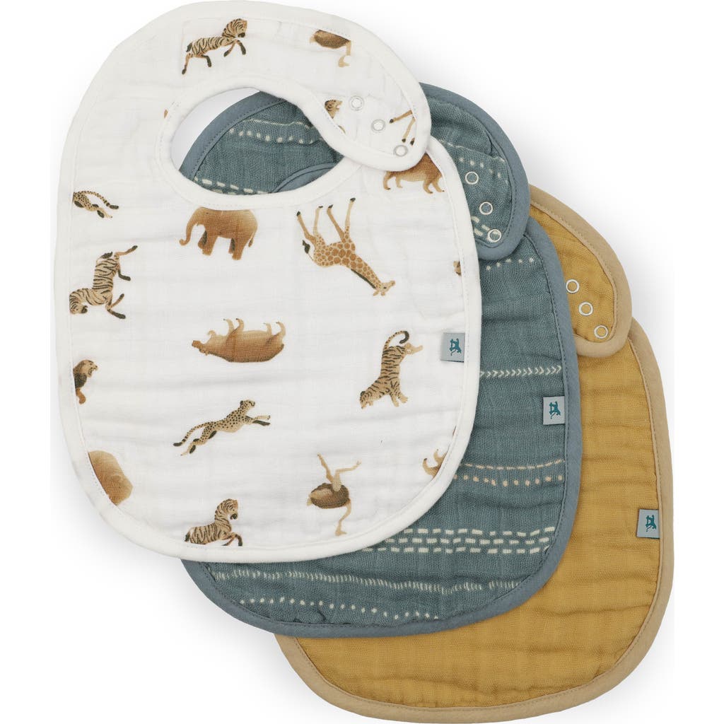 Little Unicorn 3-pack Organic Cotton Muslin Bibs In Brown