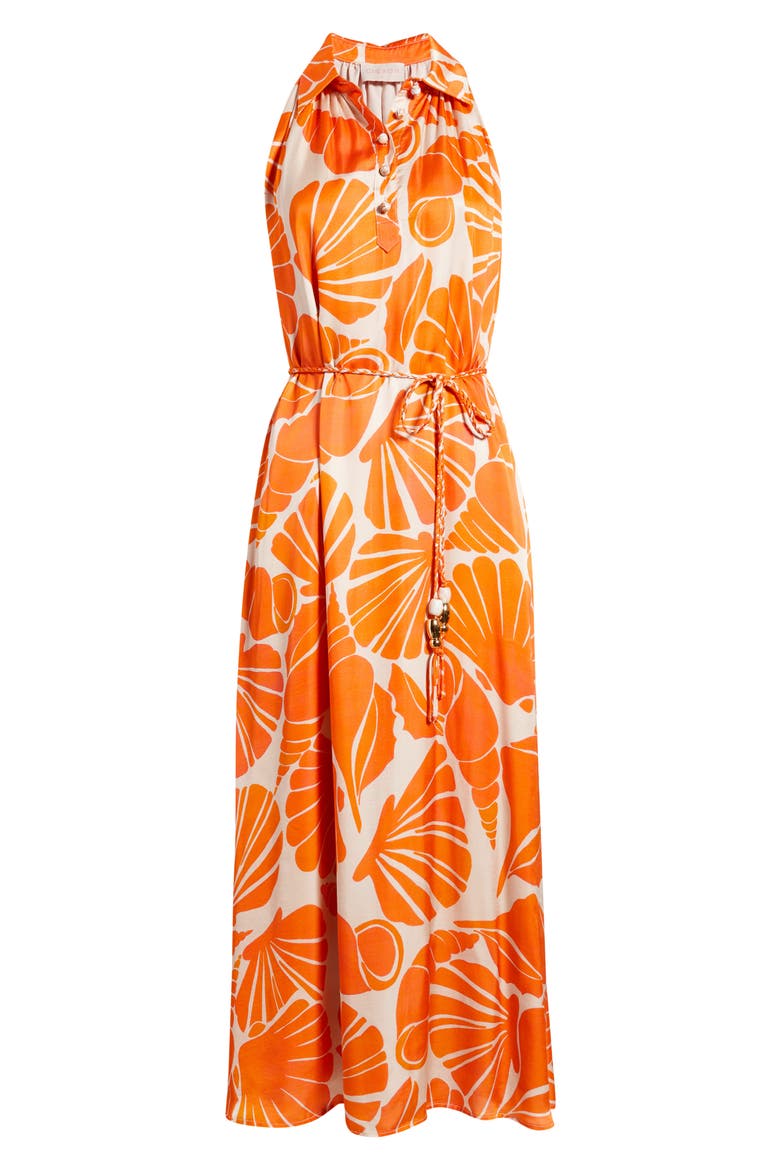 Elmo Shell Print Midi Dress, Alternate, color, TANGERINE MULTI