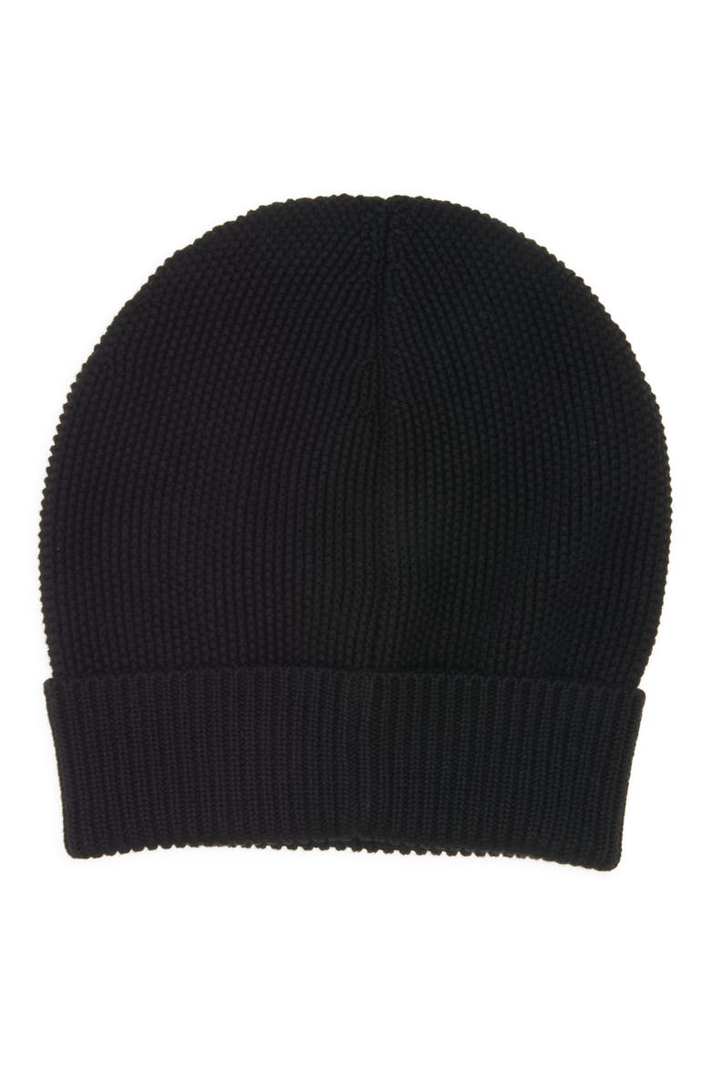 Logo Patch Cotton Rib Beanie, Alternate, color, BLACK