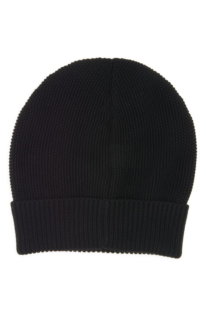 Moncler Logo Patch Cotton Rib Beanie, Alternate, color, Black