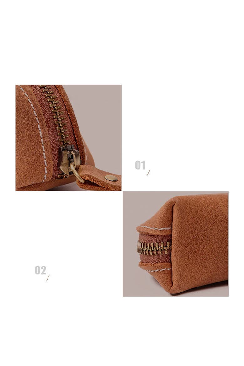 The Paavo Leather Pen Case | Leather Makeup Pouch, Alternate, color, Brown