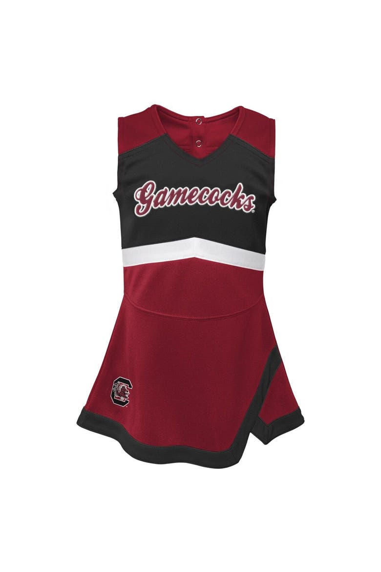 Girls Toddler Garnet/Black South Carolina Gamecocks Two-Piece Cheer Captain Jumper Dress & Bloomers Set, Alternate, color, Garnet