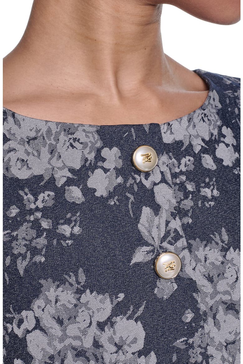 Sleeveless Denim Jacquard Minidress, Alternate, color, INDIGO