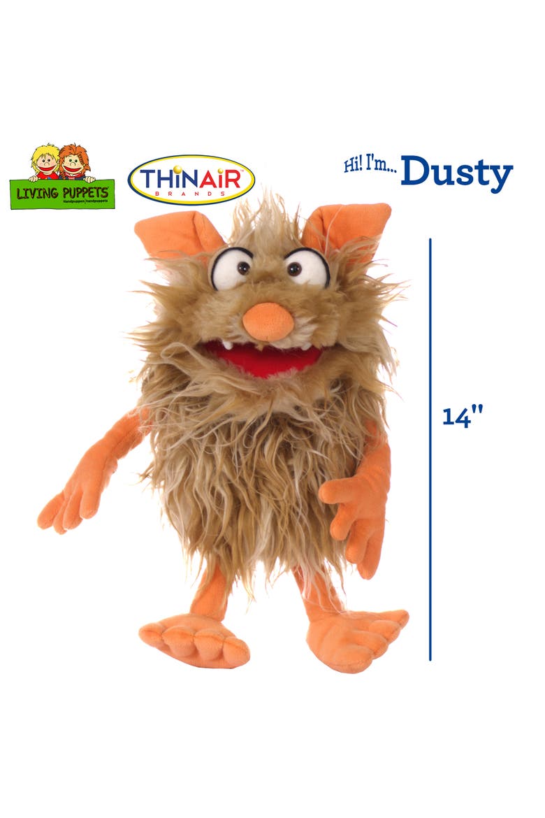 Dusty The Friendly Monster 14"Plush Hand Puppet, Handmade, Alternate, color, Multicolored
