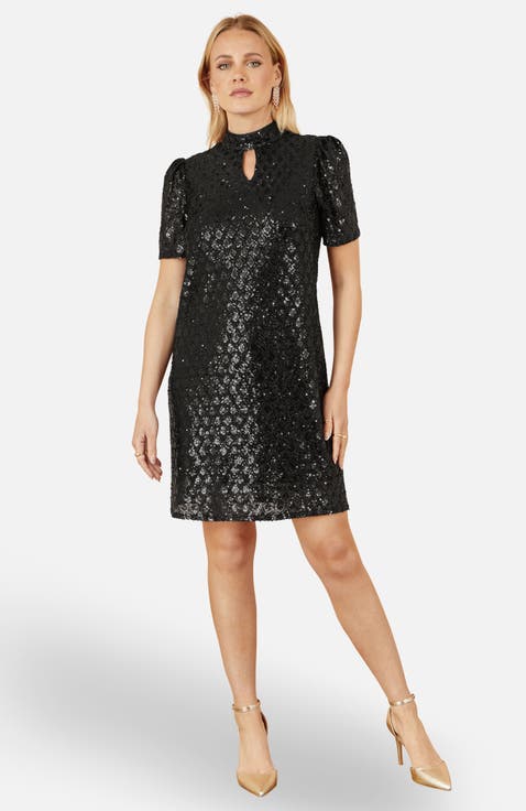 Sequin Chevron Pattern Tunic Dress