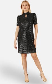 Yumi Sequin Chevron Pattern Tunic Dress