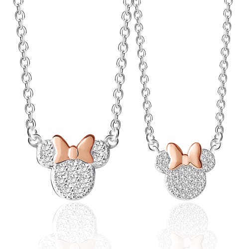 Disney Silver Plated Cubic Zirconia Mommy & Me Necklace Set In Silver