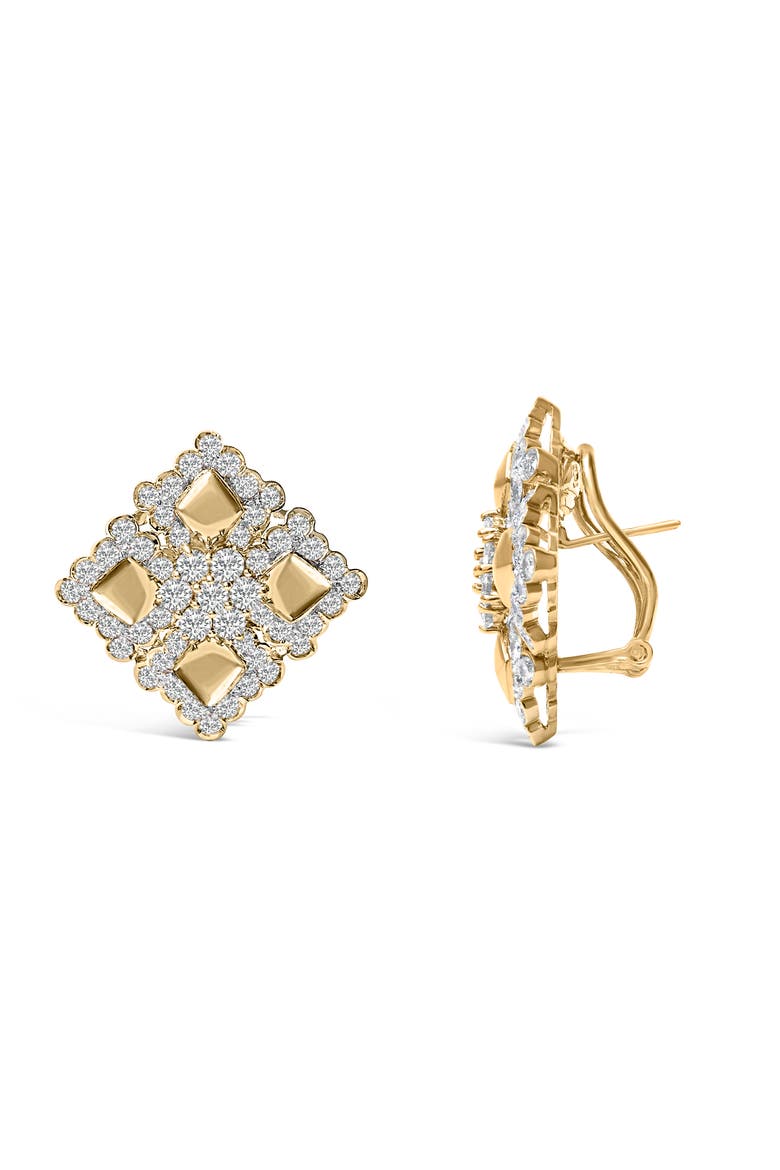 18K Yellow Gold Diamond 5 1/5 Cttw Geometric Cluster Stud Earrings, Alternate, color, Yellow