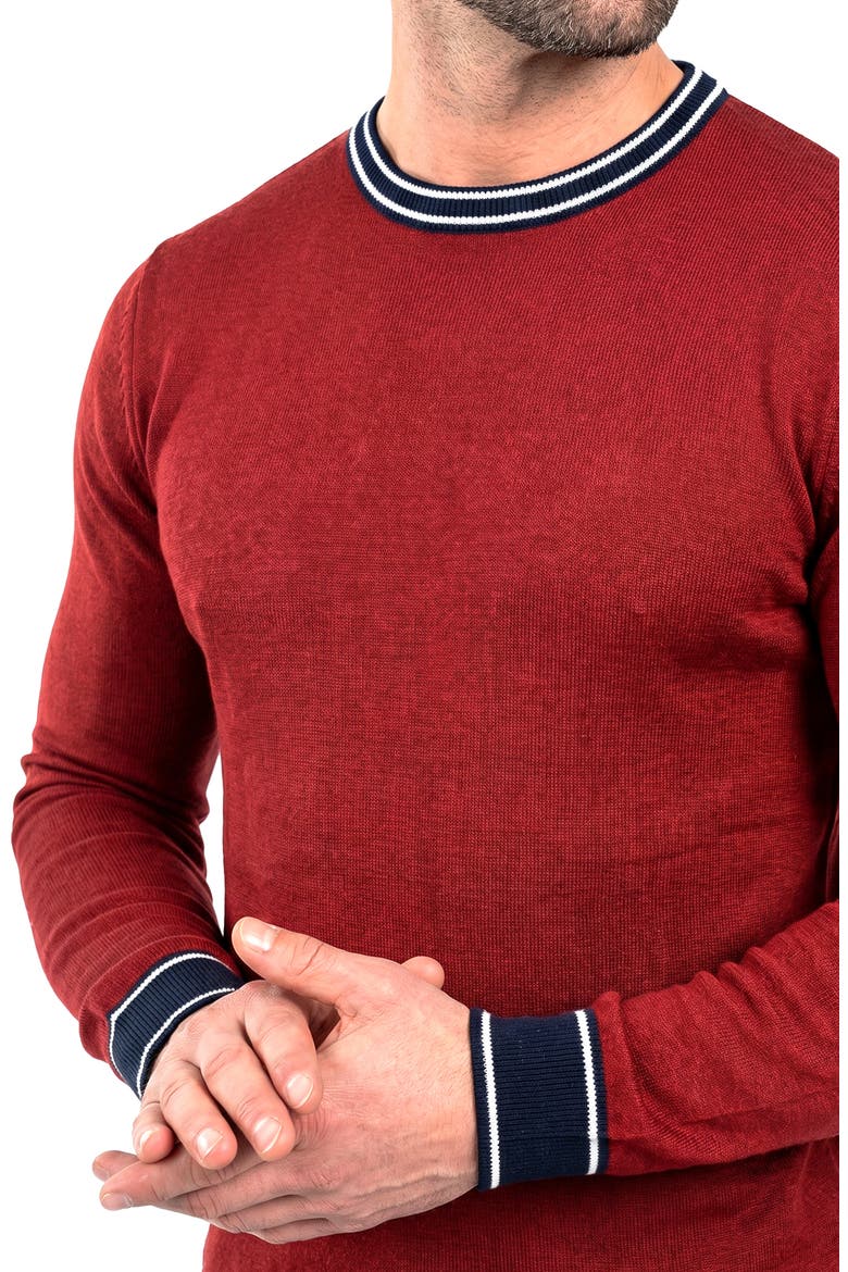 Merino Wool Crewneck Sweater, Alternate, color, BROWN