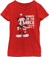 Mickey & Friends Girl's Mickey & Friends Christmas Always on the Nice List Mickey  Graphic T-Shirt