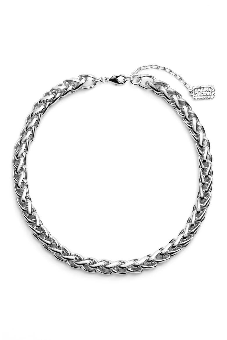 Braided Link Collar Necklace, Main, color, SILVER