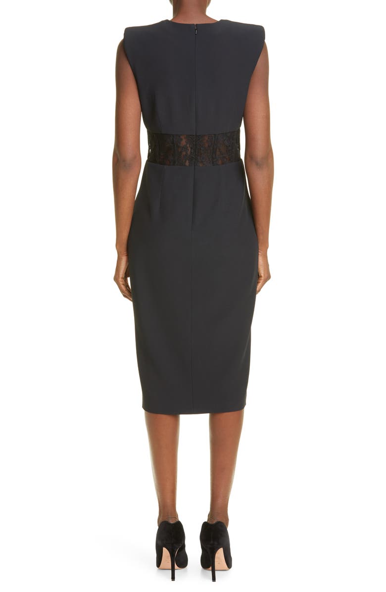 McQueen Alexander McQueen Lace Corset Crêpe Sheath Dress, Alternate, color,