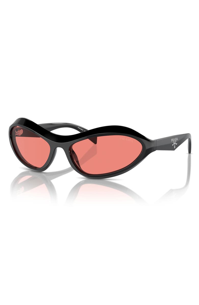 Prada 61mm Oval Sunglasses, Alternate, color, Black