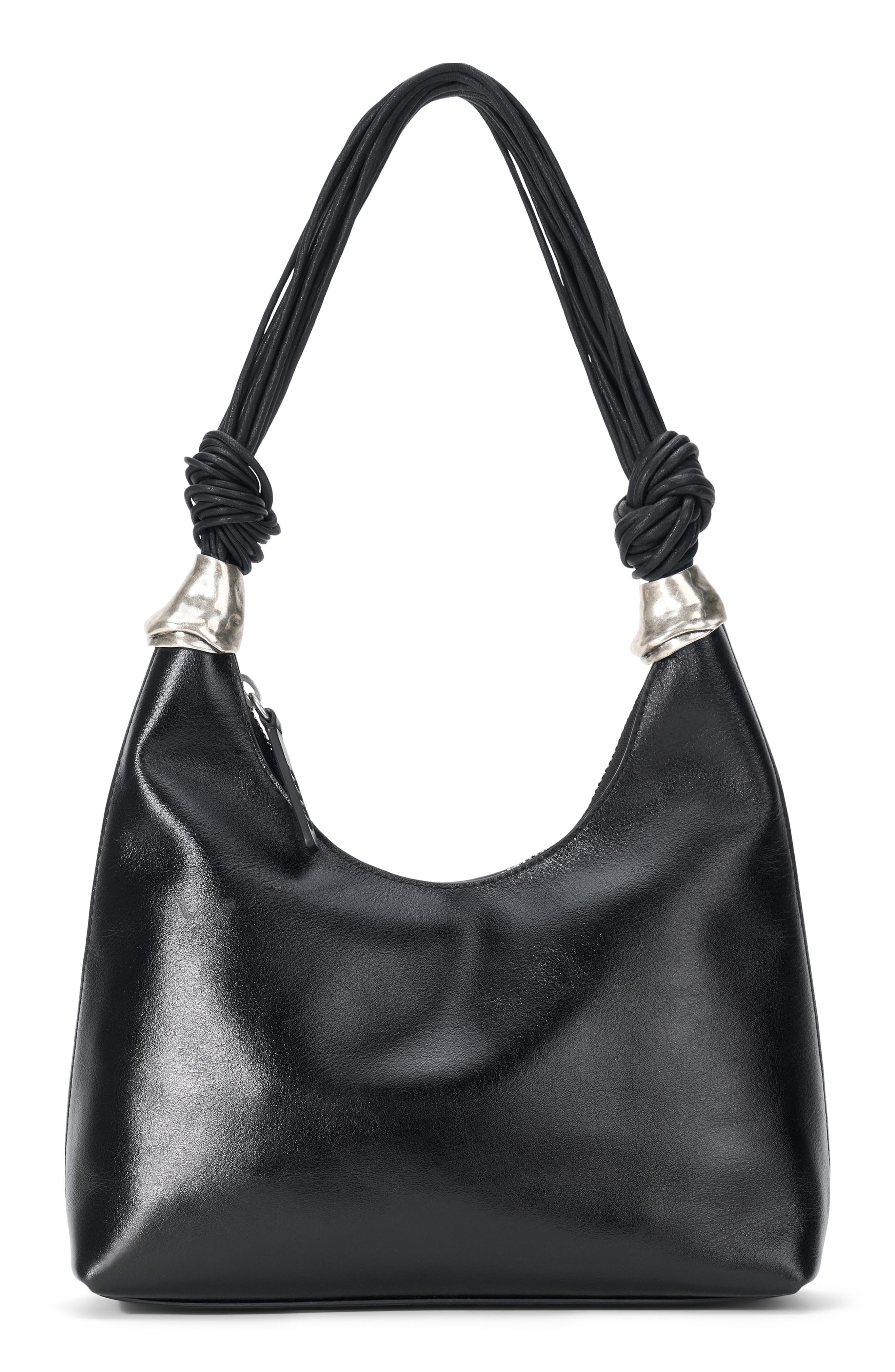 STAUD Cuff Leather Shoulder Bag, Main, color, Black