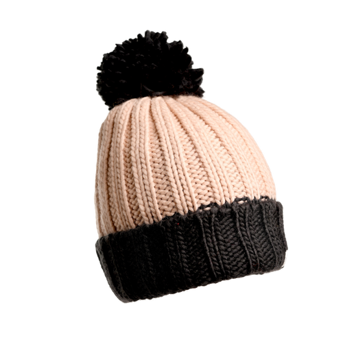 Nirvanna Designs Cherry Pom Hat In Charcoal/pink Quartz