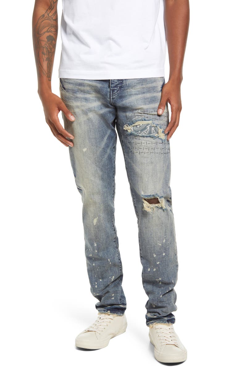 PURPLE BRAND PURPLE Bandana Patch Pocket Slim Leg Jeans, Main, color, 
