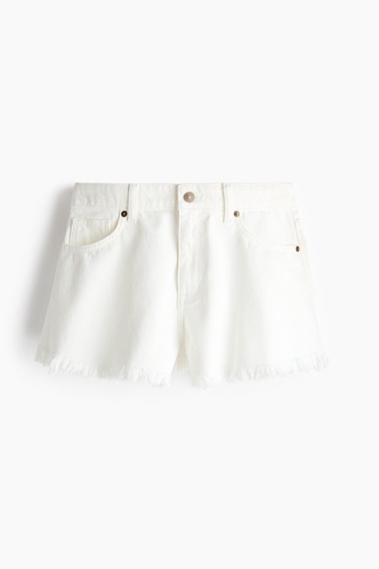 Frayed Denim Shorts, Main, color, Cream