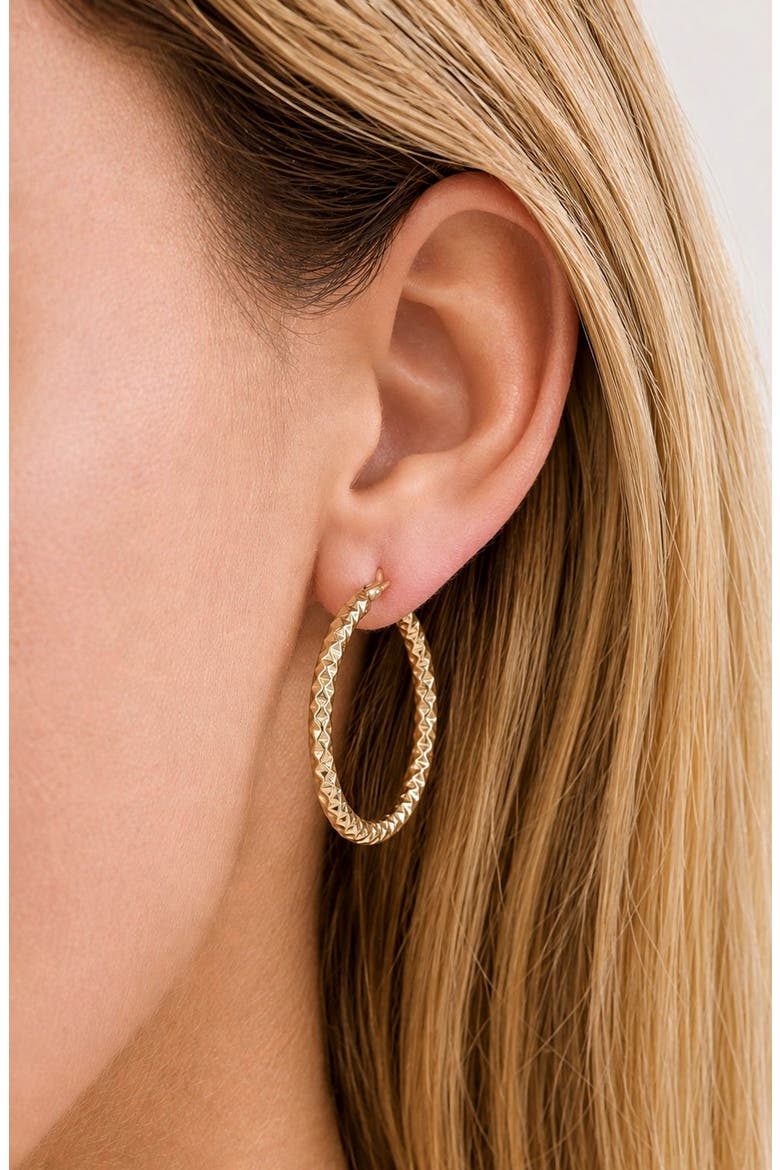 14k Gold 25mm Textured Hoop Earrings, Alternate, color, 14K YELLOW GOLD