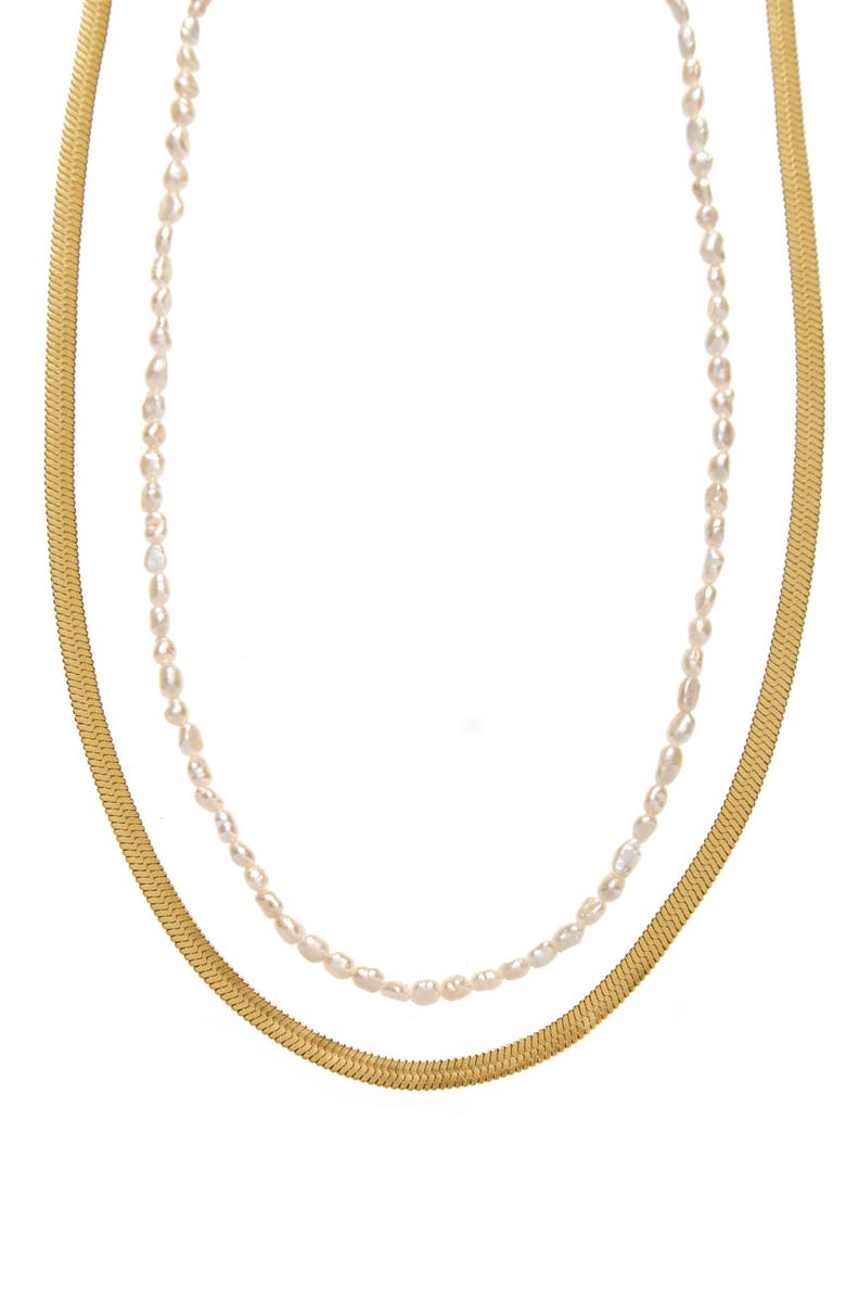 st. Moran Set of 2 Freshwater Pearl & Snake Chain Necklaces, Alternate, color, 