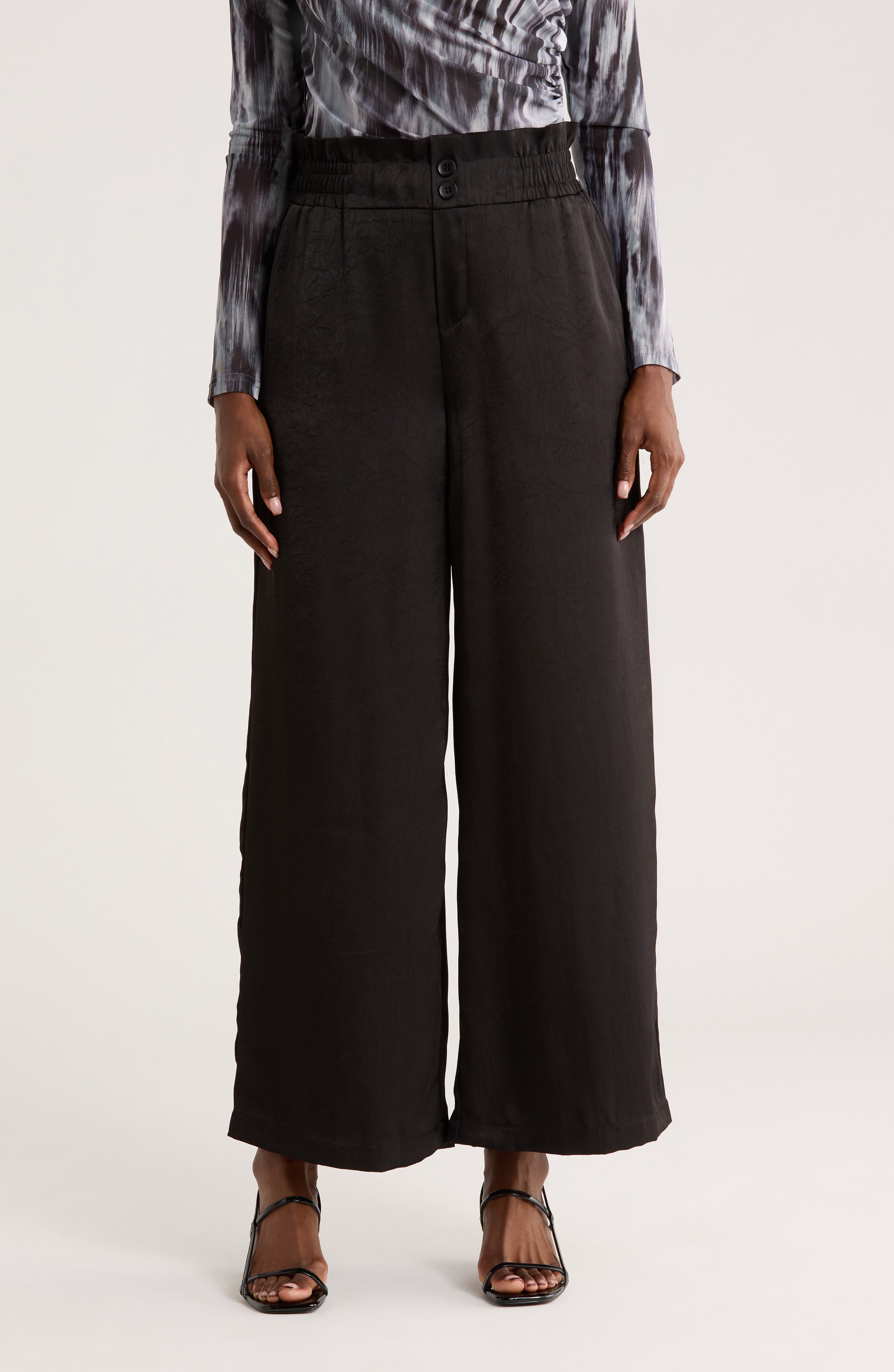 PATRIZIA LUCA Smoke High Waist Wide Leg Pants