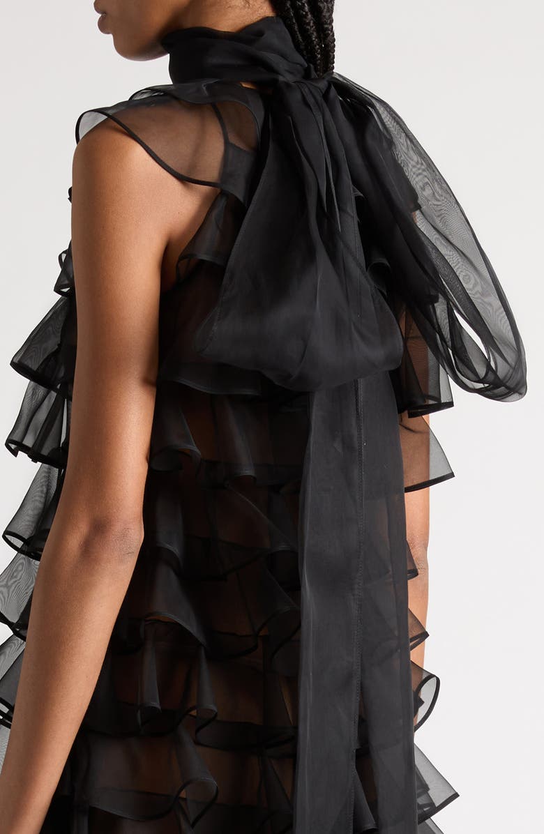 Valentino Garavani Tiered Ruffle Sheer Silk Minidress, Alternate, color,