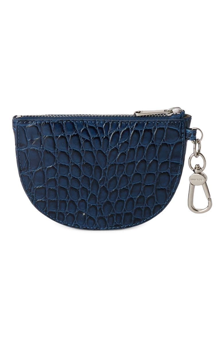 Britt Croc Embossed Leather Coin Pouch, Alternate, color, HEAVENLY BLUE