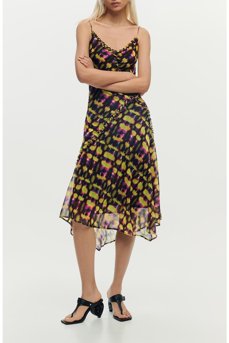 Abstract Print Chiffon Slipdress, Main, color, GREEN