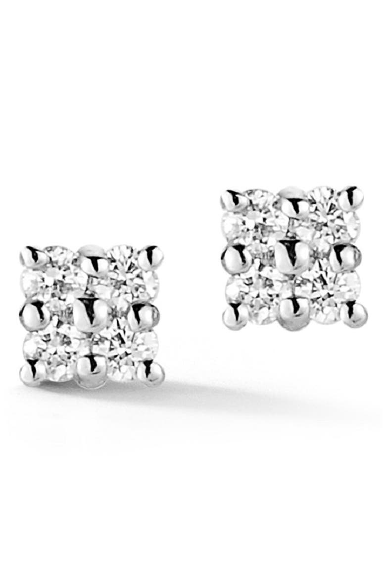 Mini Diamond Square Stud Earrings, Main, color, WHITE GOLD