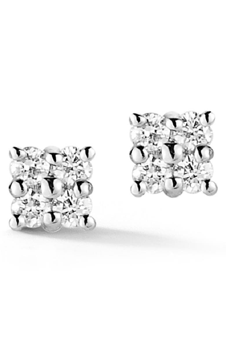 Dana Rebecca Designs Mini Diamond Square Stud Earrings, Main, color, White Gold