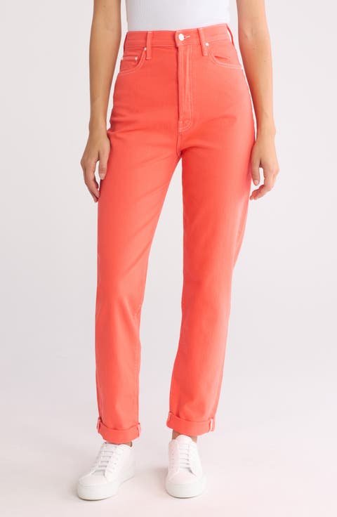 The Tune Up Bona Fide Hover Straight Leg Jeans (Hot Coral)