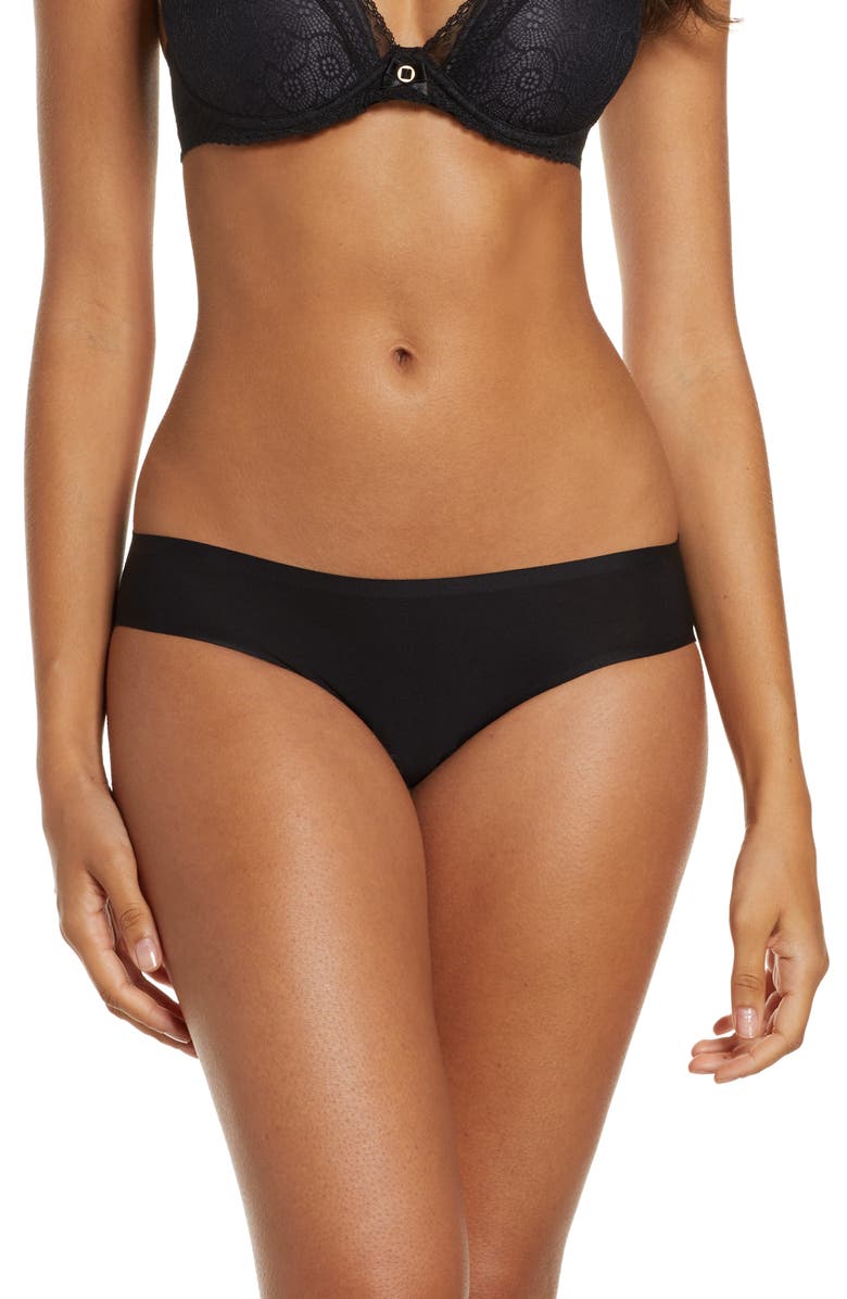 Chantelle Lingerie Soft Stretch Bikini, Main, color, Black