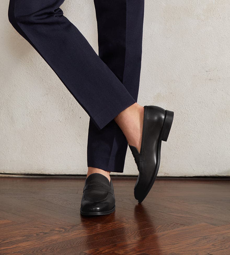 Jack Erwin Luke Leather Dress Penny Loafer, Alternate, color, Black Full Grain