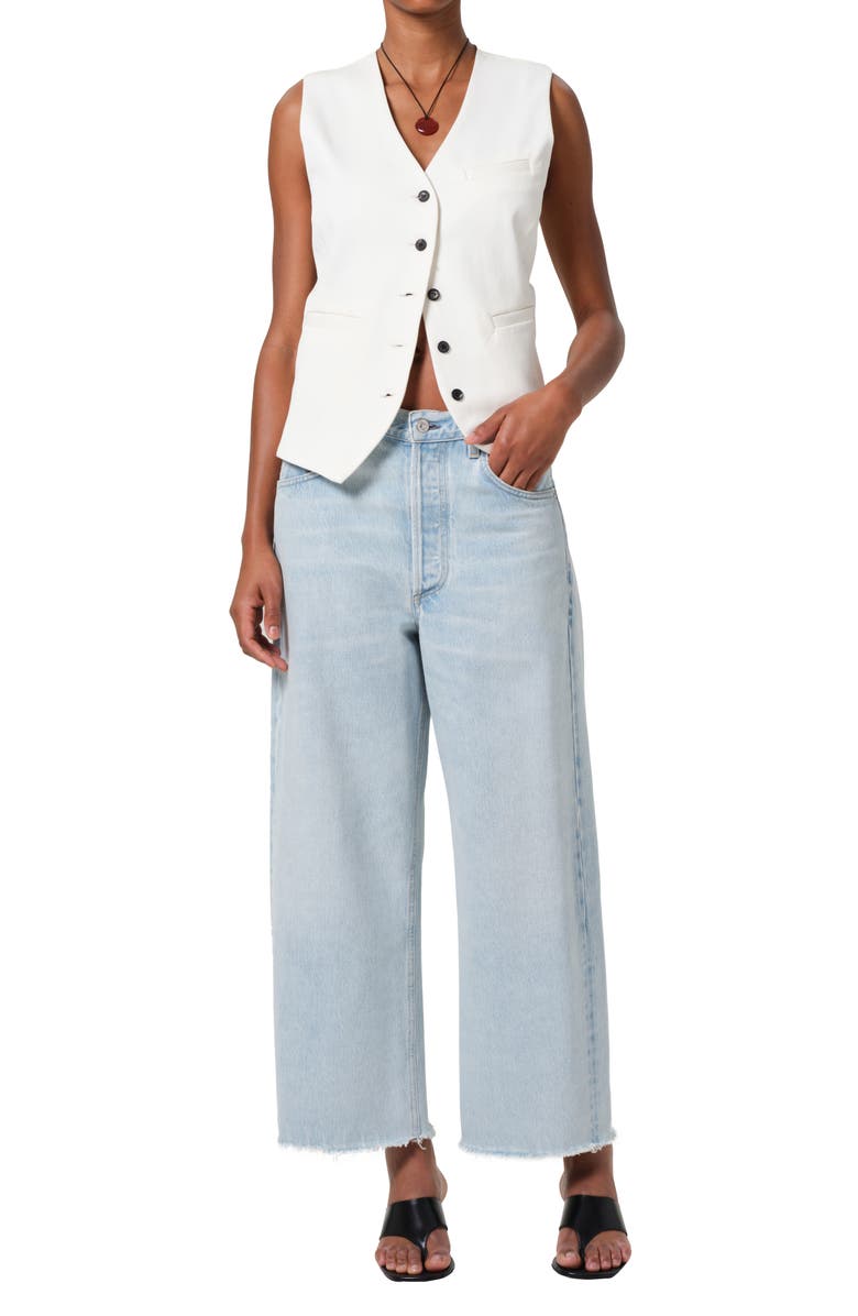 Citizens of Humanity Ayla Raw Hem Crop Wide Leg Jeans, Alternate, color, Sailor