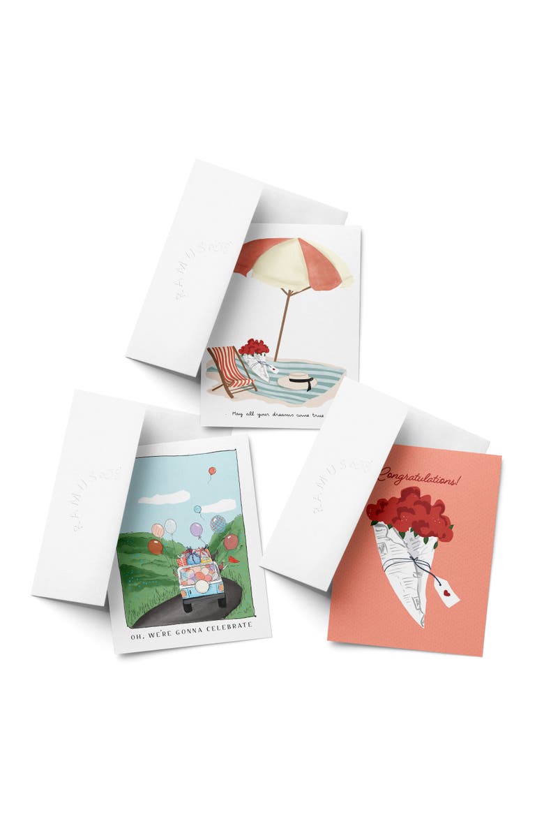Celebration/Graduation Assorted Greeting Card Pack (3ct) "Celebrate, Flowers, Beach", Main, color, Multi-Pack