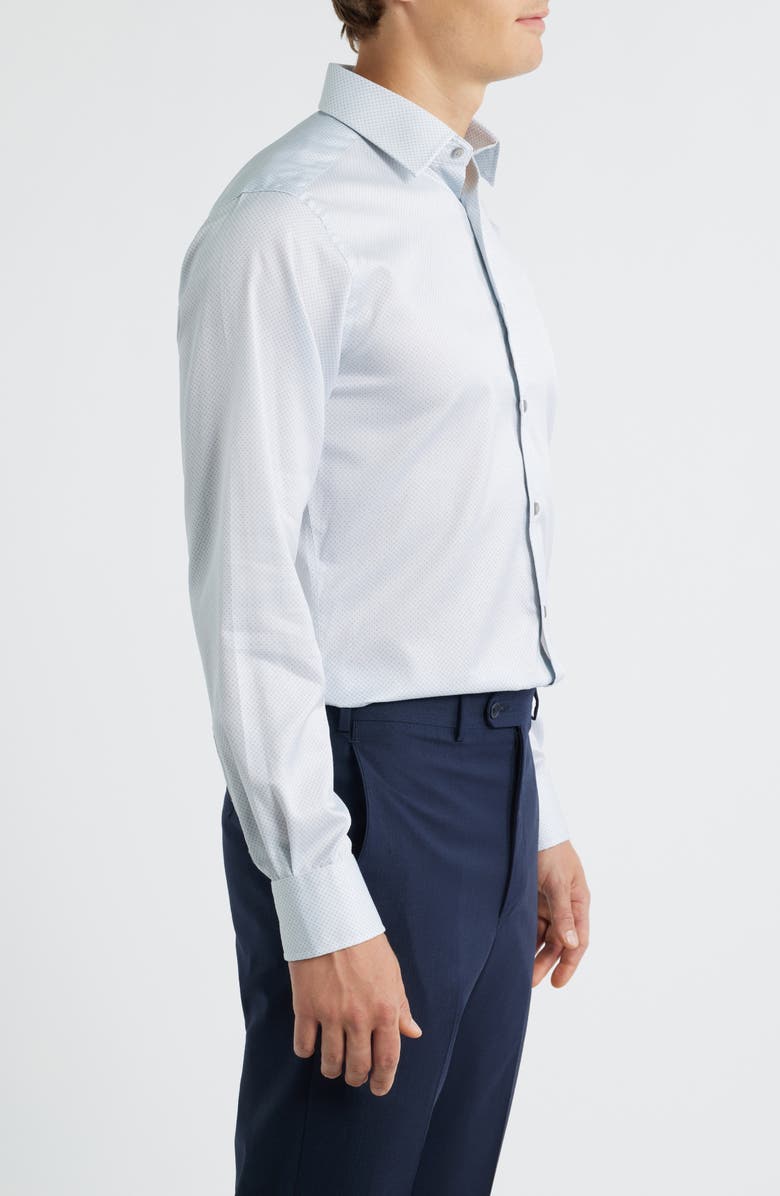 David Donahue Trim Fit Geo Print Cotton Dress Shirt, Alternate, color, Pearl