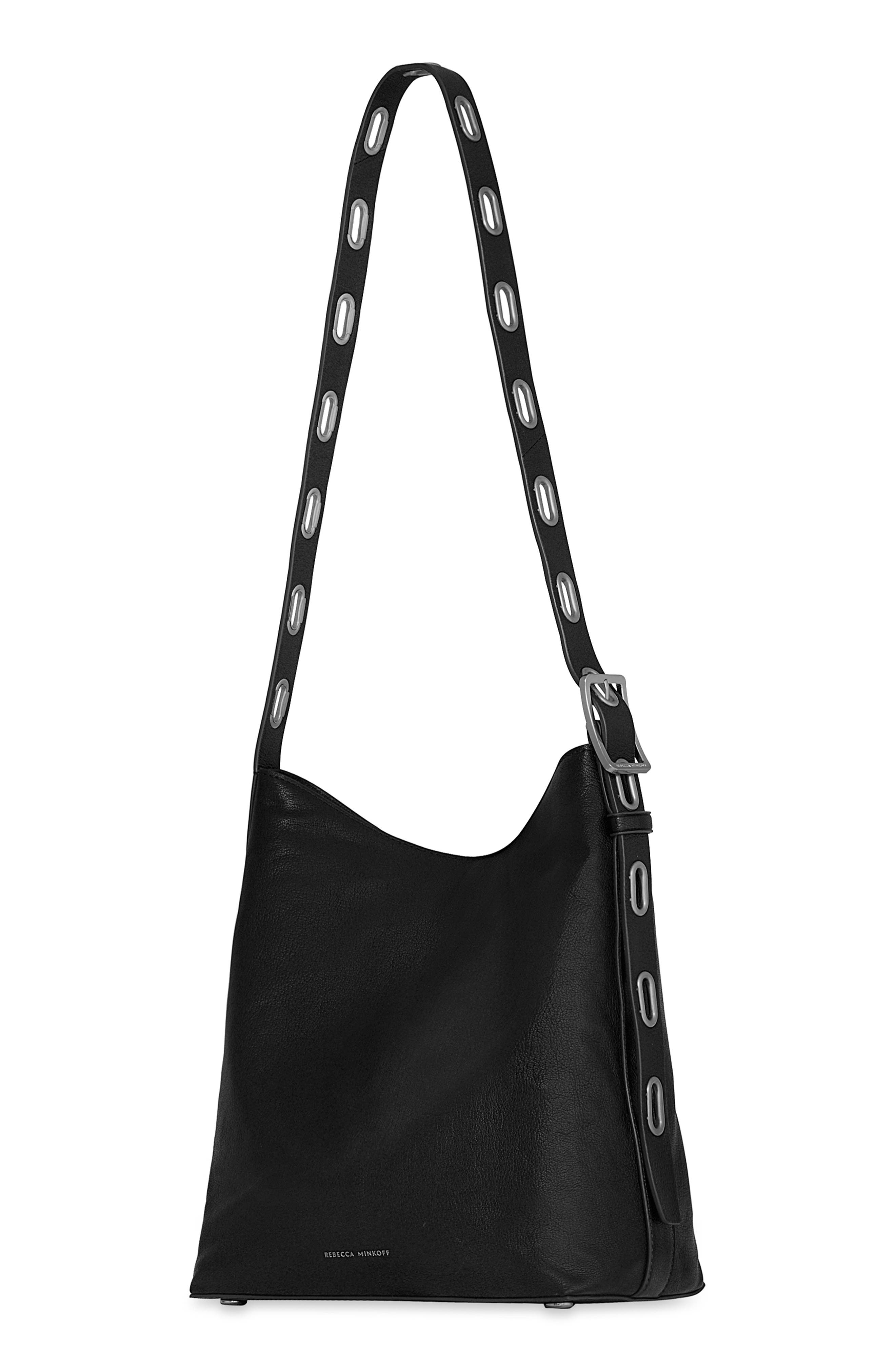 Rebecca Minkoff Crosby Leather Bucket Bag, Alternate, color, Black
