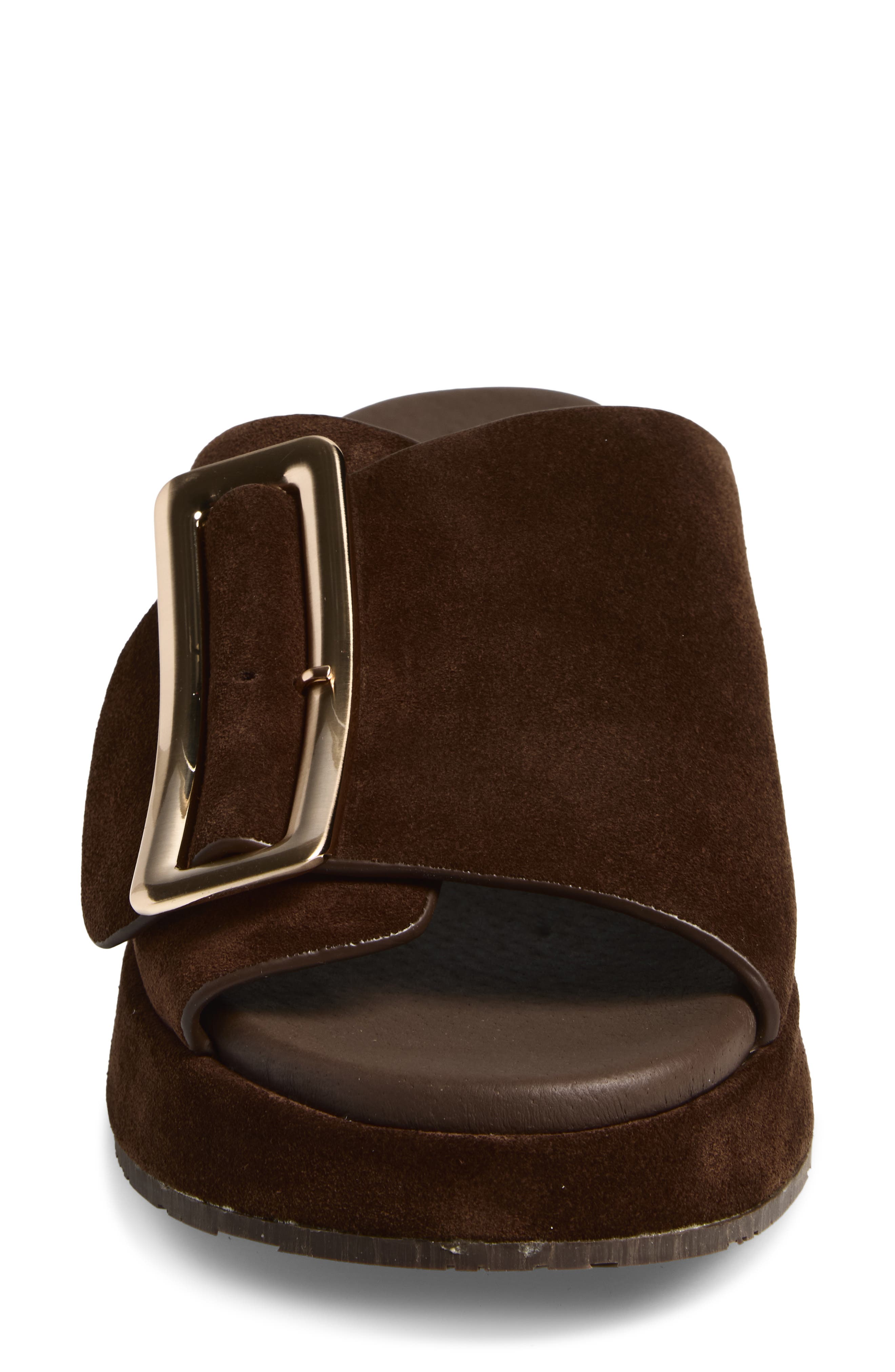 Elara Platform Slide Sandal, Alternate, color, CHOCOLATE SUEDE