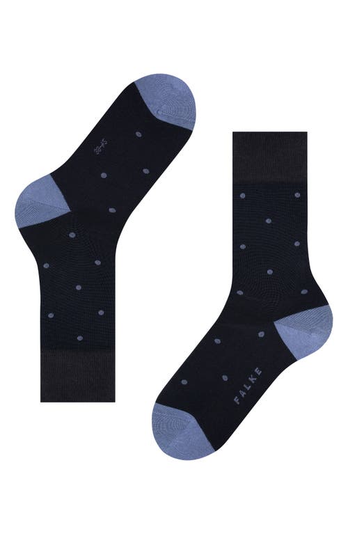 Falke Mercerized Cotton & Nylon Dot Dress Socks In Dark Navy