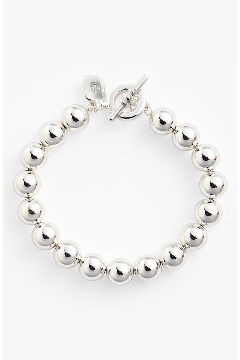 Metal Bead Toggle Bracelet, Main, color, SILVER